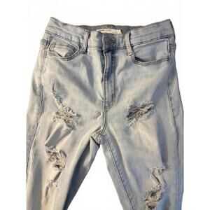 Garage Denim Light Wash Ripped High-Waisted Jeans, Size 3
